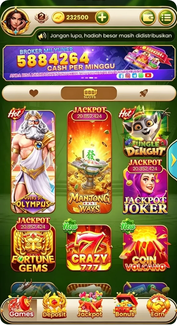 Tampilan utama aplikasi ovo88 APK Full Version untuk Android yang intuitif dan efisien.